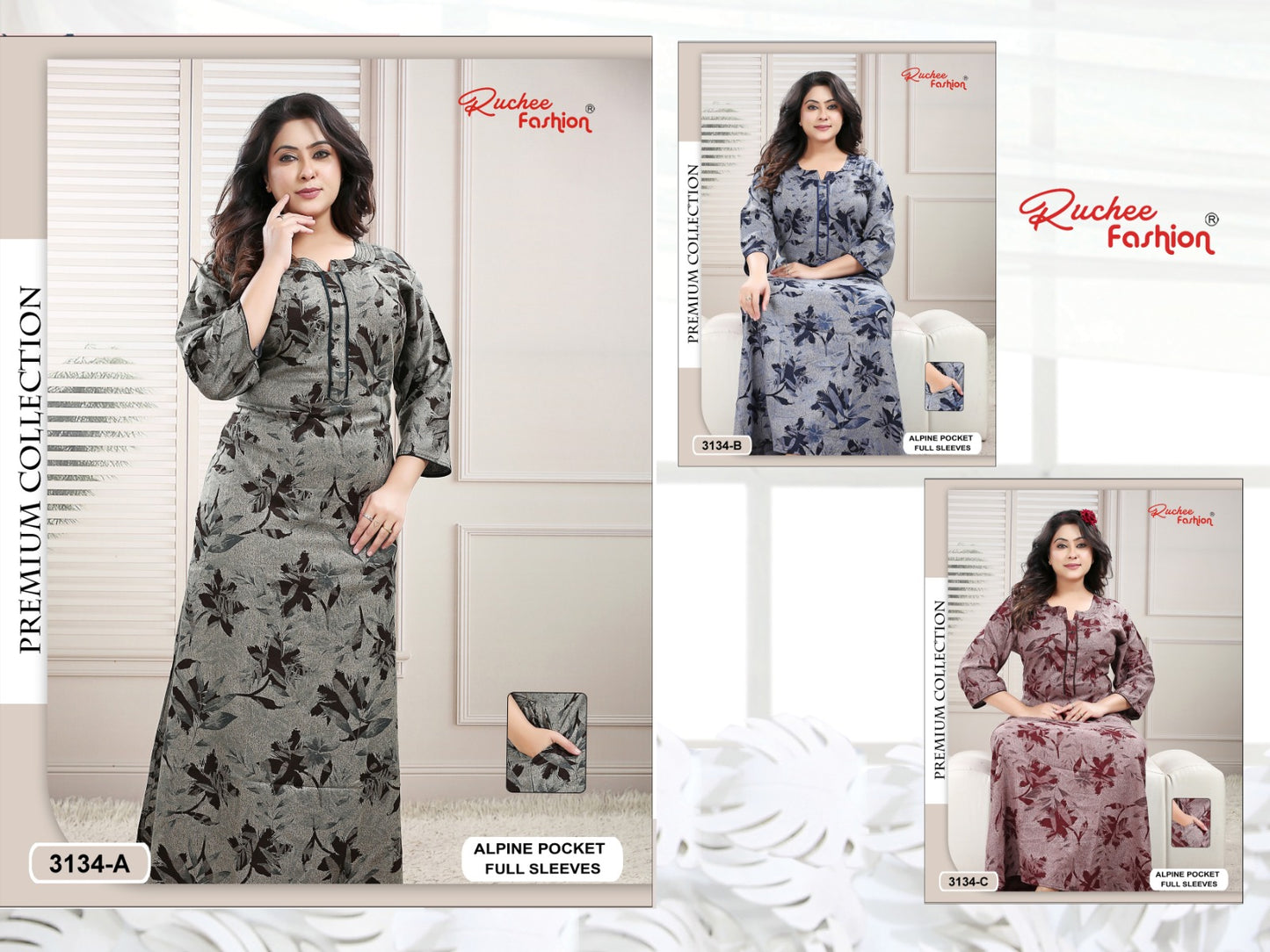 Design 3131 To 3140 Ruchee Fashion Alpine Night Gowns Manufacturer Gujarat