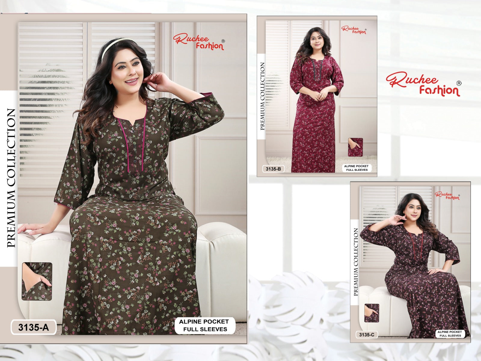 Design 3131 To 3140 Ruchee Fashion Alpine Night Gowns Manufacturer Gujarat