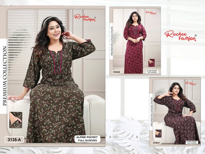 Design 3131 To 3140 Ruchee Fashion Alpine Night Gowns Manufacturer Gujarat