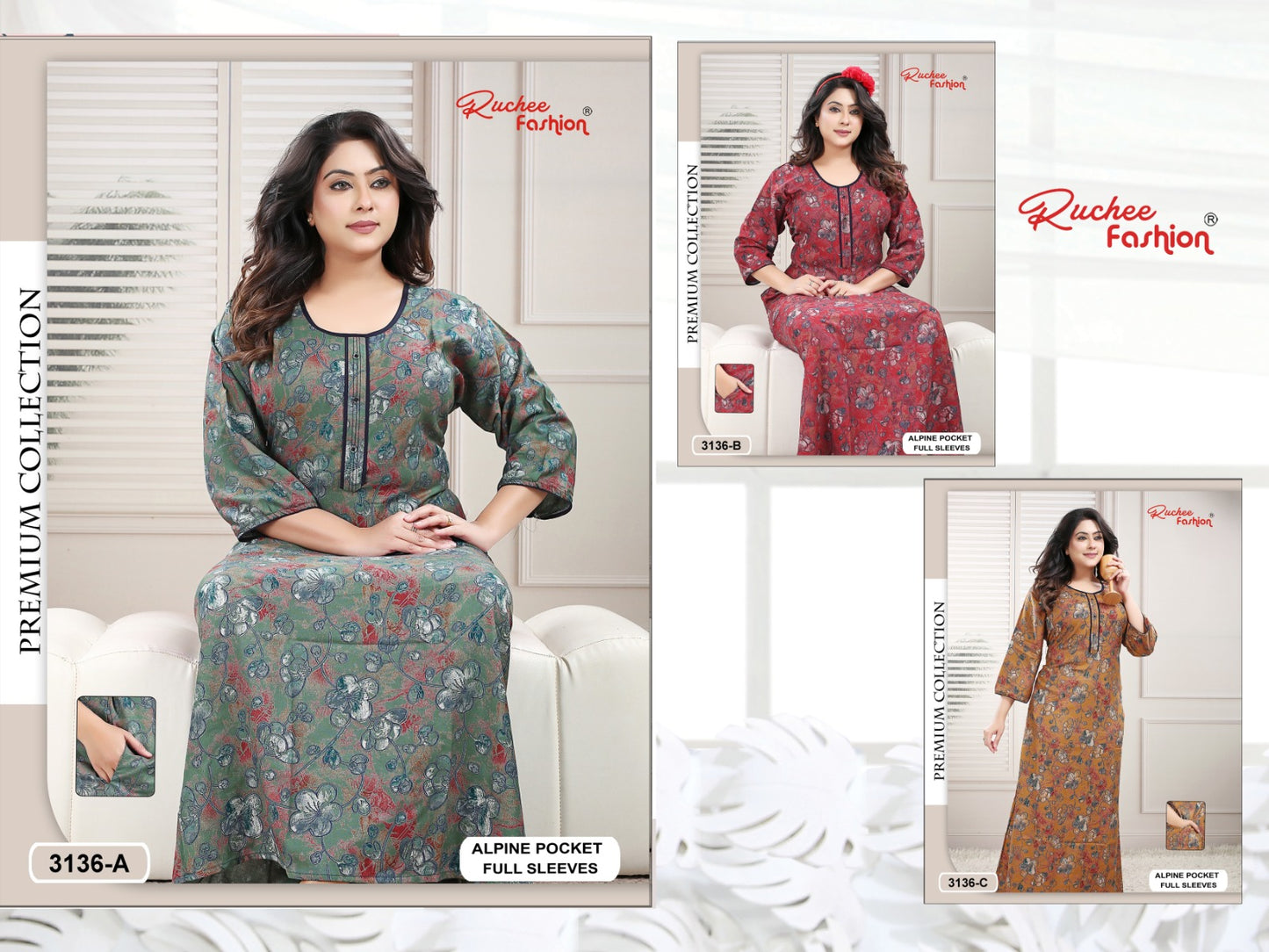 Design 3131 To 3140 Ruchee Fashion Alpine Night Gowns Manufacturer Gujarat