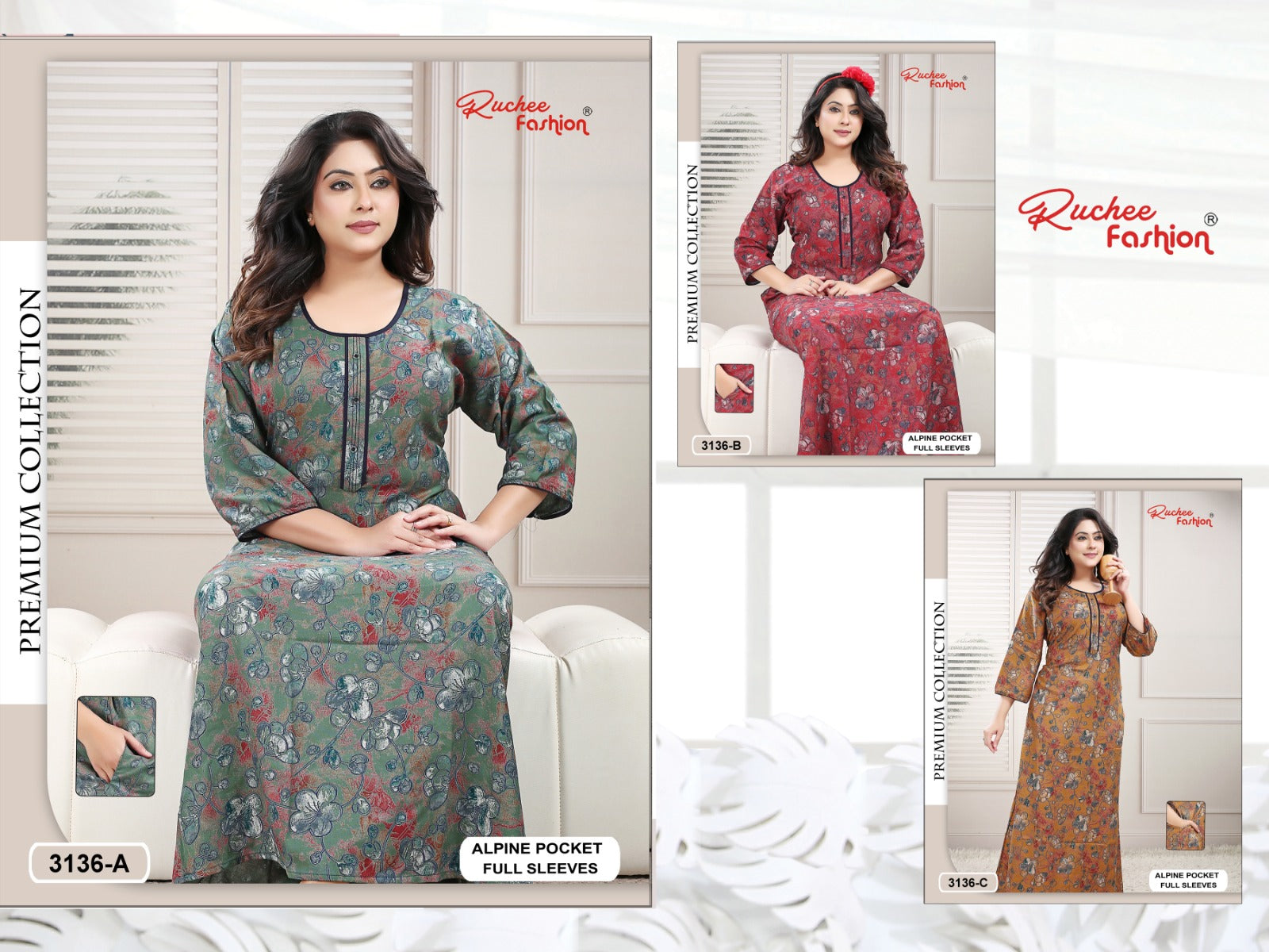 Design 3131 To 3140 Ruchee Fashion Alpine Night Gowns Manufacturer Gujarat