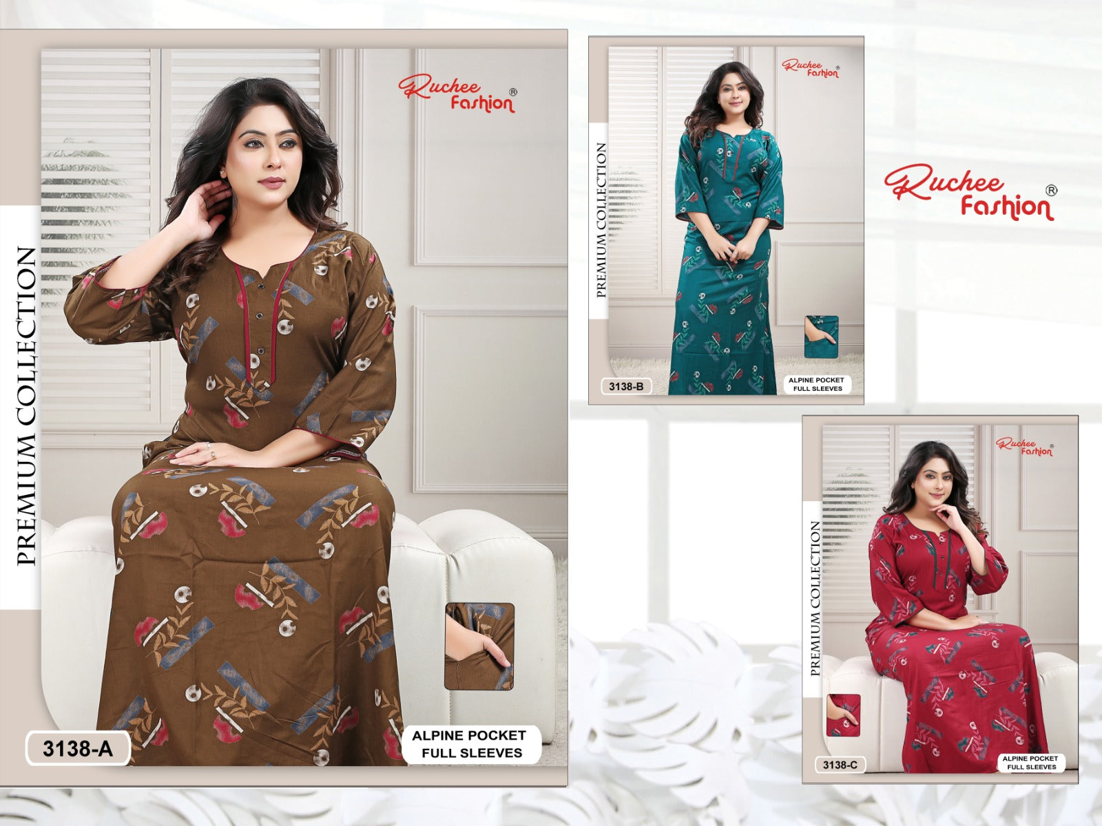 Design 3131 To 3140 Ruchee Fashion Alpine Night Gowns Manufacturer Gujarat