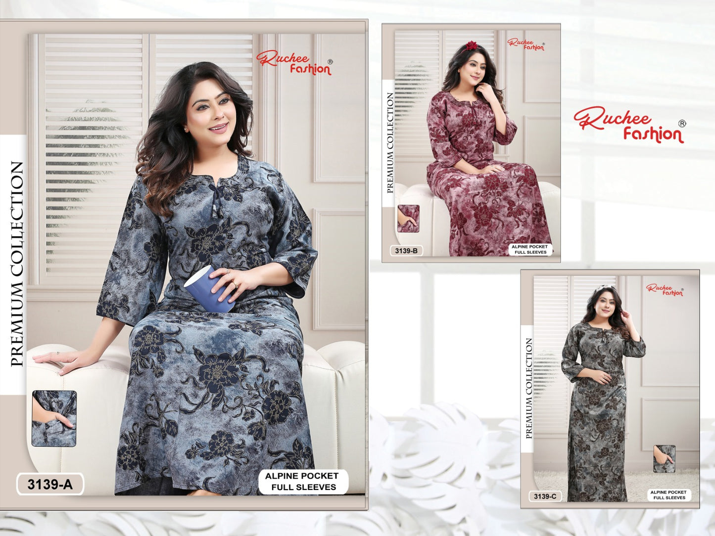 Design 3131 To 3140 Ruchee Fashion Alpine Night Gowns Manufacturer Gujarat