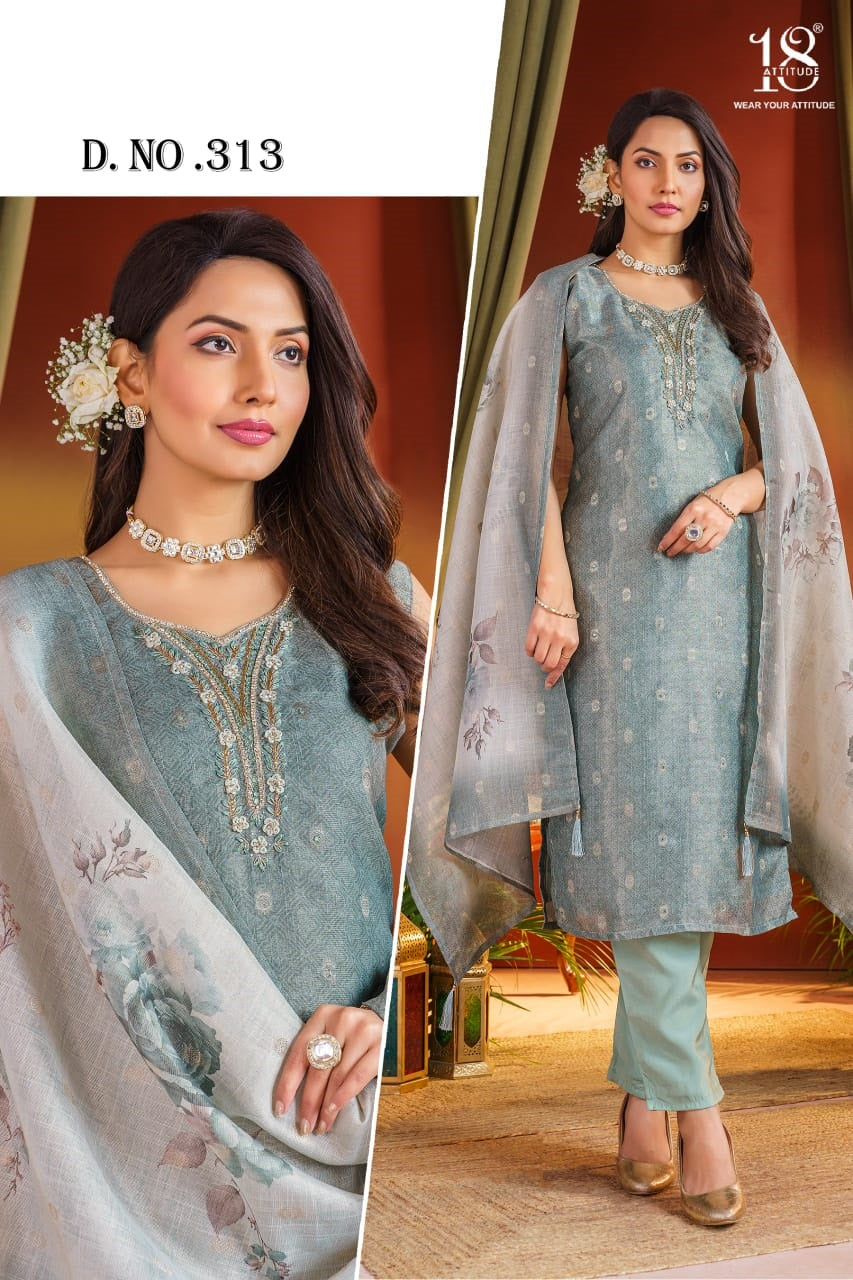 Design 313 18 Attitude Simar Readymade Pant Style Suits Wholesale Price