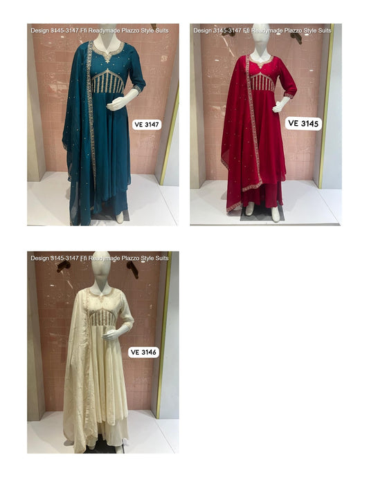 Design 3145-3147 Ffi Vichitra Readymade Plazzo Style Suits Wholesaler Ahmedabad