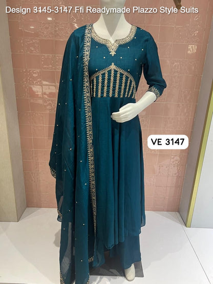 Design 3145-3147 Ffi Vichitra Readymade Plazzo Style Suits Wholesaler Ahmedabad