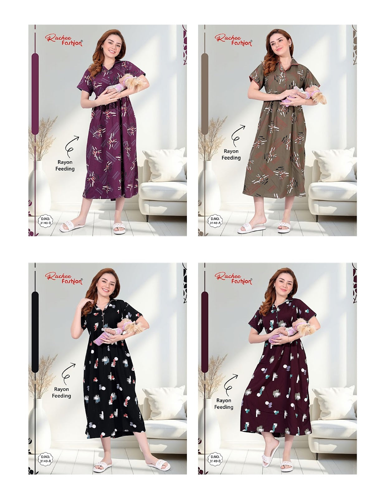 Design 3148-3149 Ruchee Fashion Rayon Feeding Kurtis Wholesaler Ahmedabad