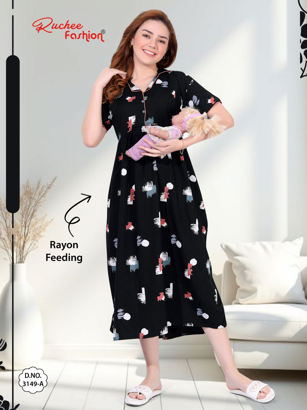 Design 3148-3149 Ruchee Fashion Rayon Feeding Kurtis Wholesaler Ahmedabad