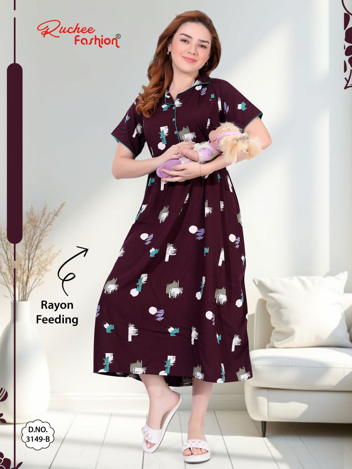 Design 3148-3149 Ruchee Fashion Rayon Feeding Kurtis Wholesaler Ahmedabad