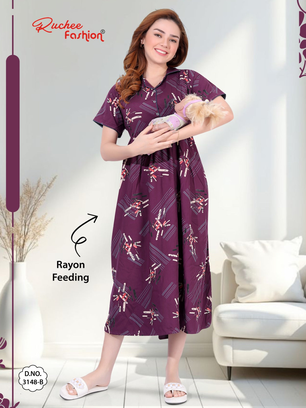 Design 3148-3149 Ruchee Fashion Rayon Feeding Kurtis Wholesaler Ahmedabad