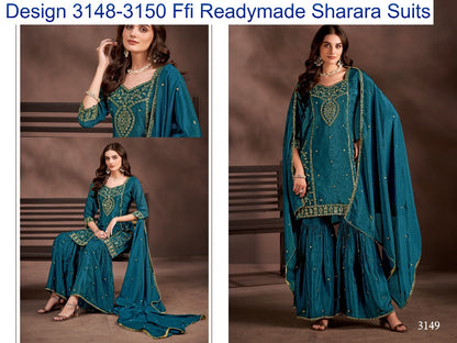 Design 3148-3150 Ffi Chinon Readymade Sharara Suits Manufacturer Gujarat