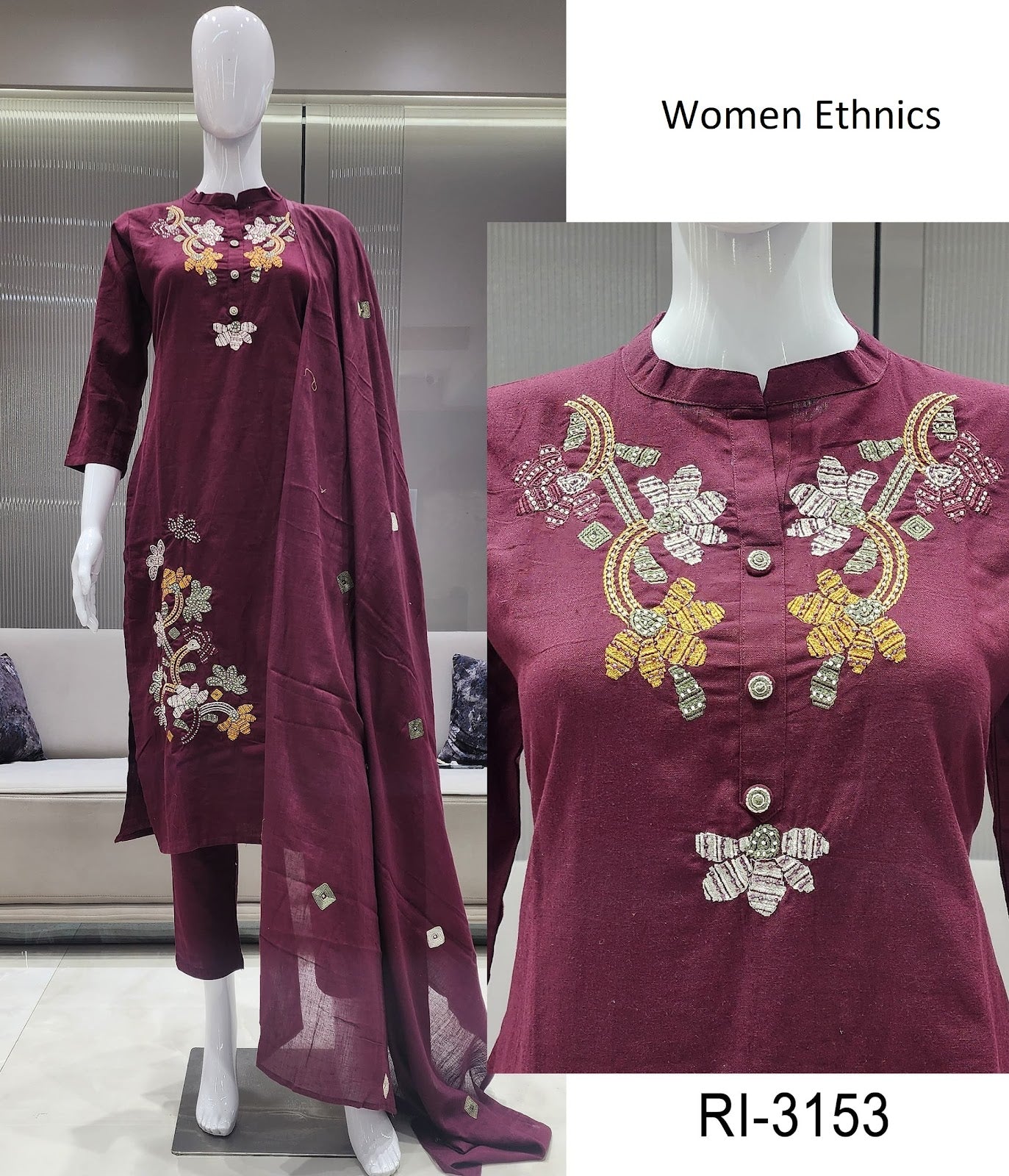Design 3151-3153 Women Ethnics Soft Cotton Readymade Pant Style Suits Wholesale Rate