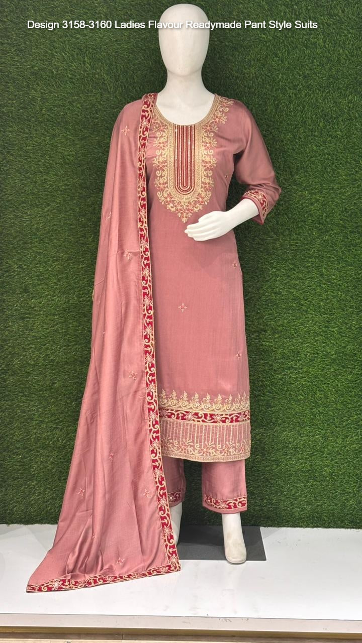 Design 3158-3160 Ladies Flavour Vichitra Readymade Pant Style Suits Manufacturer