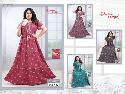 Design 3163 To 3167 Ruchee Fashion Rayon Night Gowns Exporter India