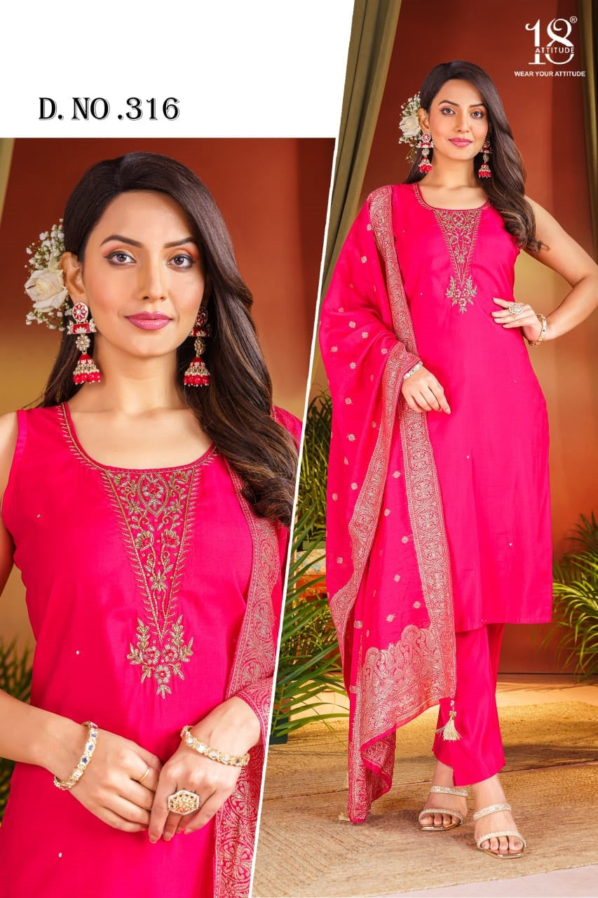 Design 316 18 Attitude Roman Readymade Pant Style Suits Wholesaler Ahmedabad