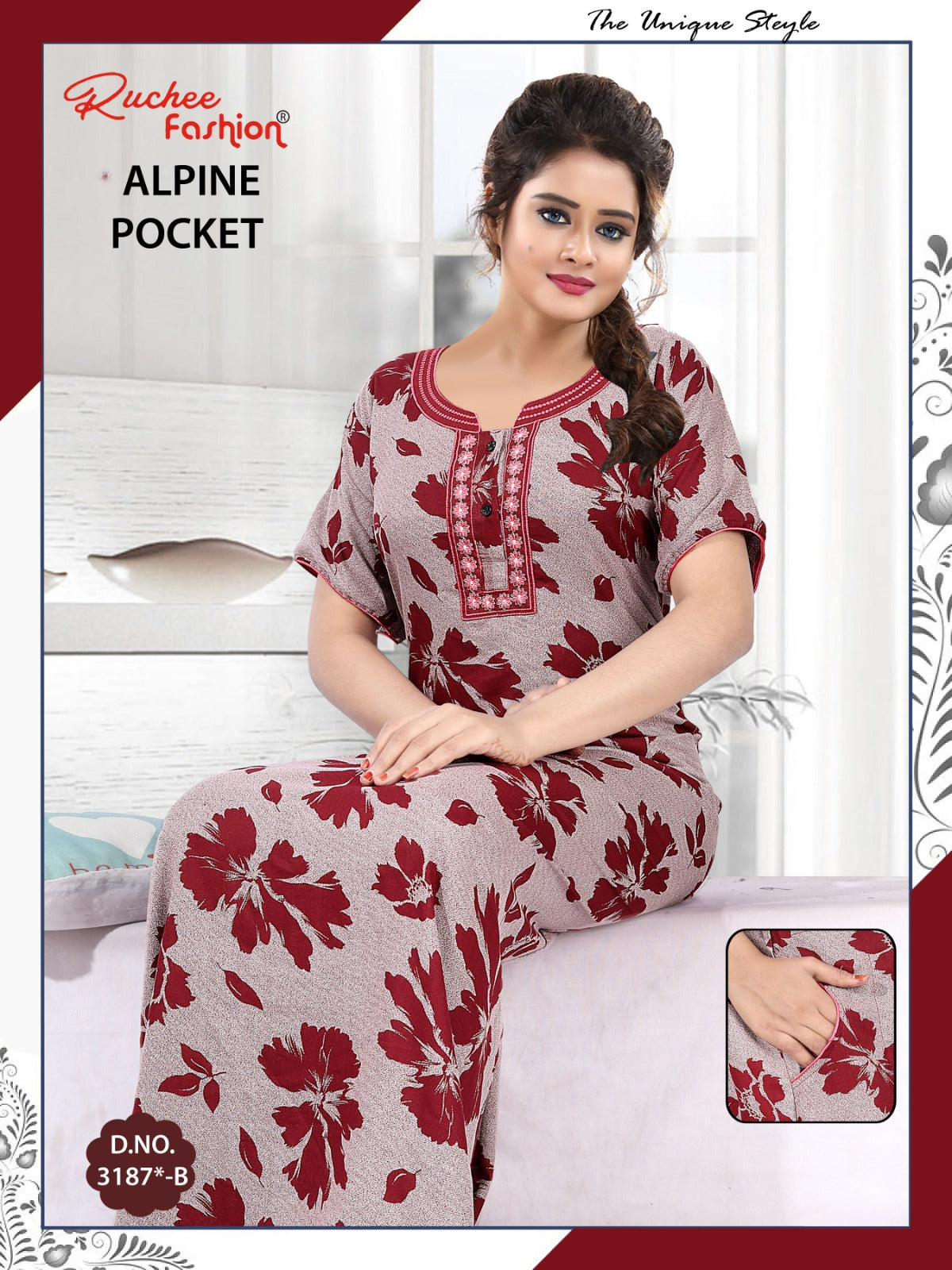 Design 3186-3187 Ruchee Fashion Alpine Night Gowns Manufacturer India