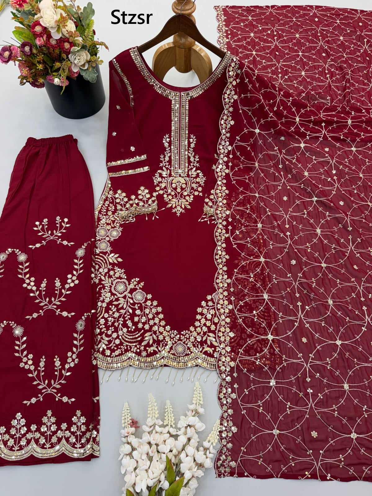 Design 3187 Stzsr Fox Georgette Pakistani Readymade Suits Manufacturer India