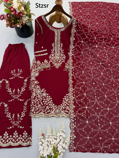 Design 3187 Stzsr Fox Georgette Pakistani Readymade Suits Manufacturer India