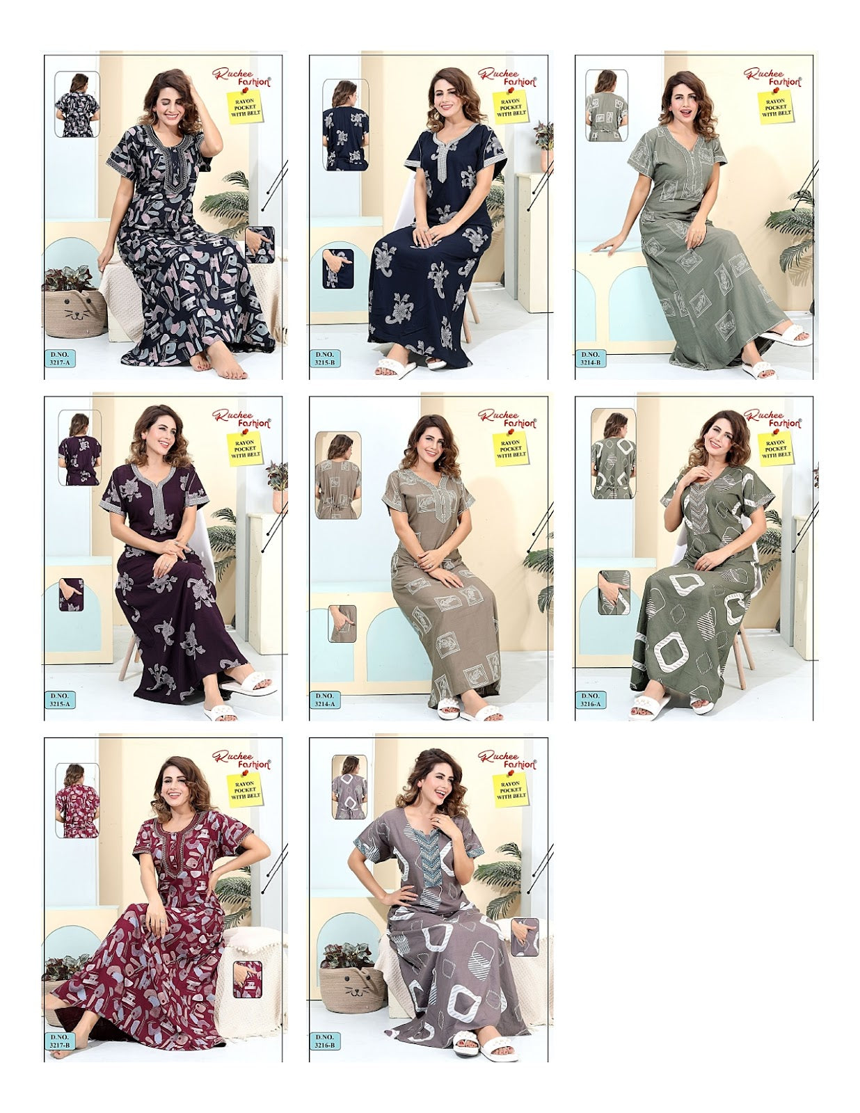 Design 3214-3217 Ruchee Fashion Rayon Night Gowns Exporter