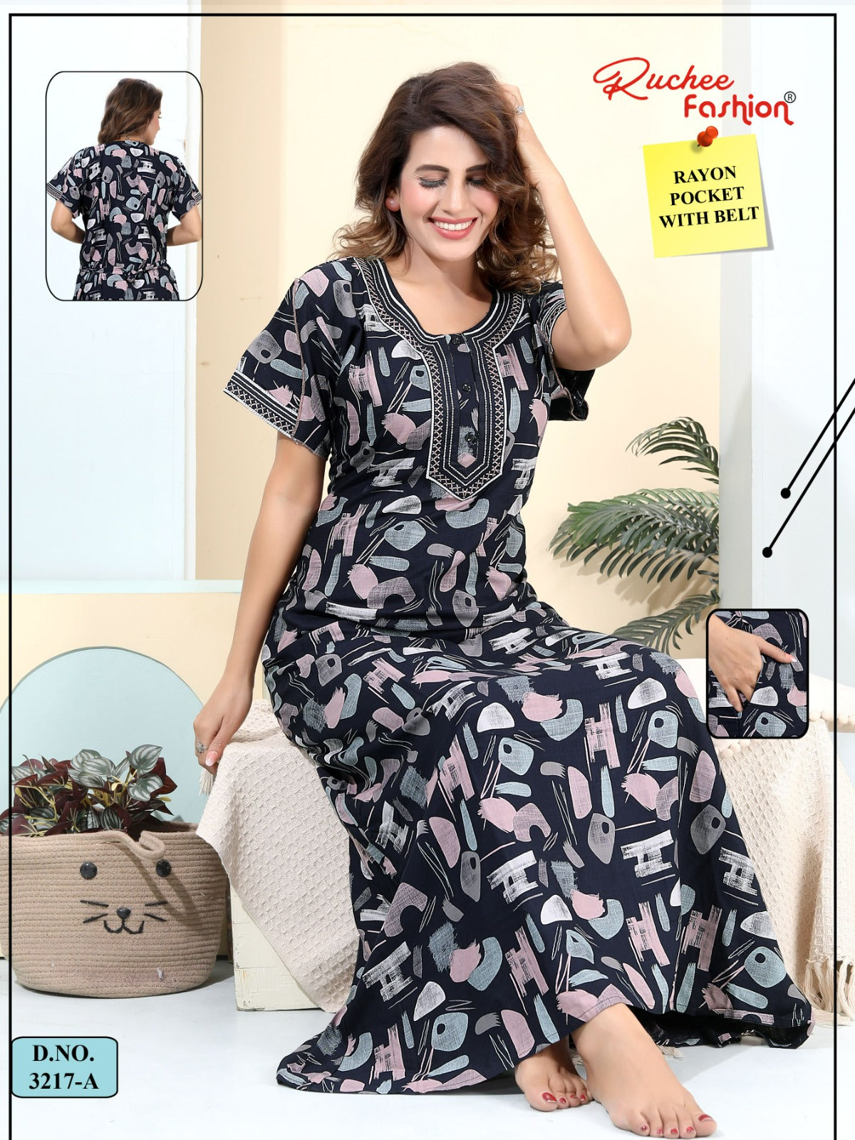Design 3214-3217 Ruchee Fashion Rayon Night Gowns Exporter