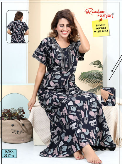 Design 3214-3217 Ruchee Fashion Rayon Night Gowns Exporter