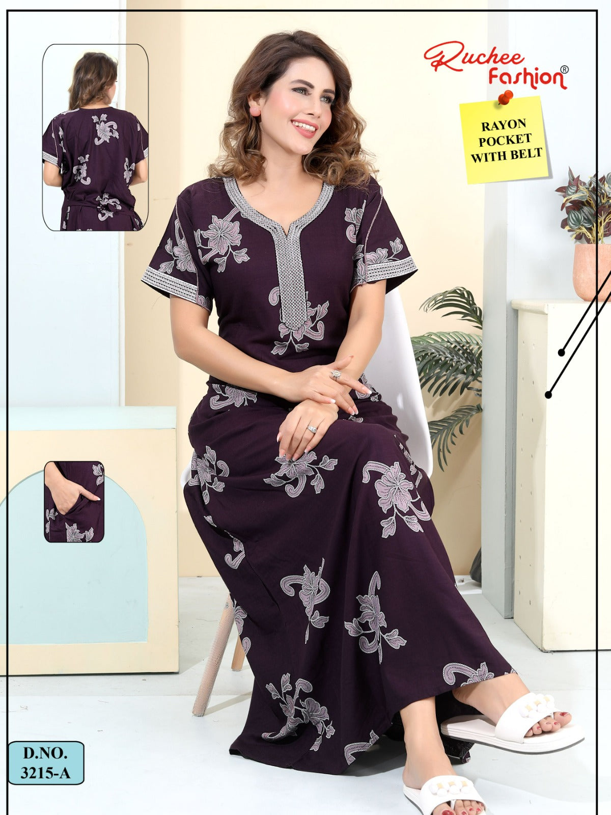 Design 3214-3217 Ruchee Fashion Rayon Night Gowns Exporter