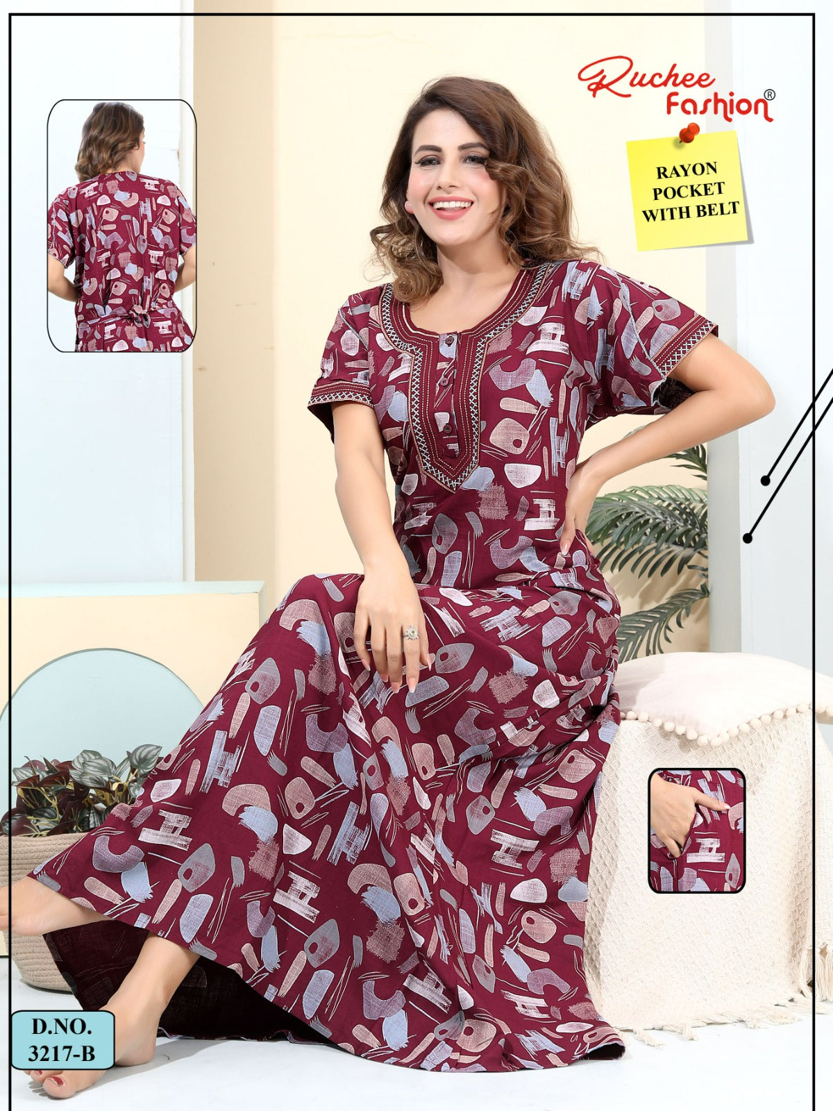 Design 3214-3217 Ruchee Fashion Rayon Night Gowns Exporter