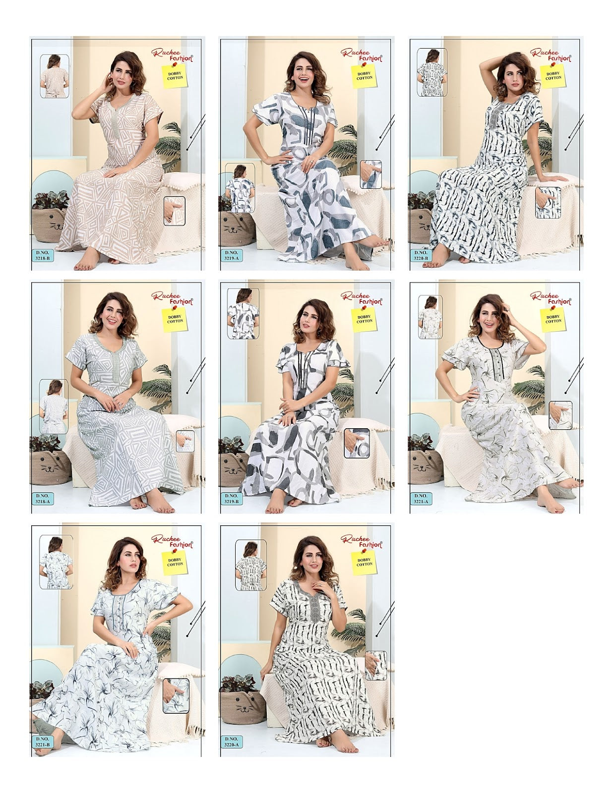 Design 3218-3221 Ruchee Fashion Cotton Night Gowns Supplier