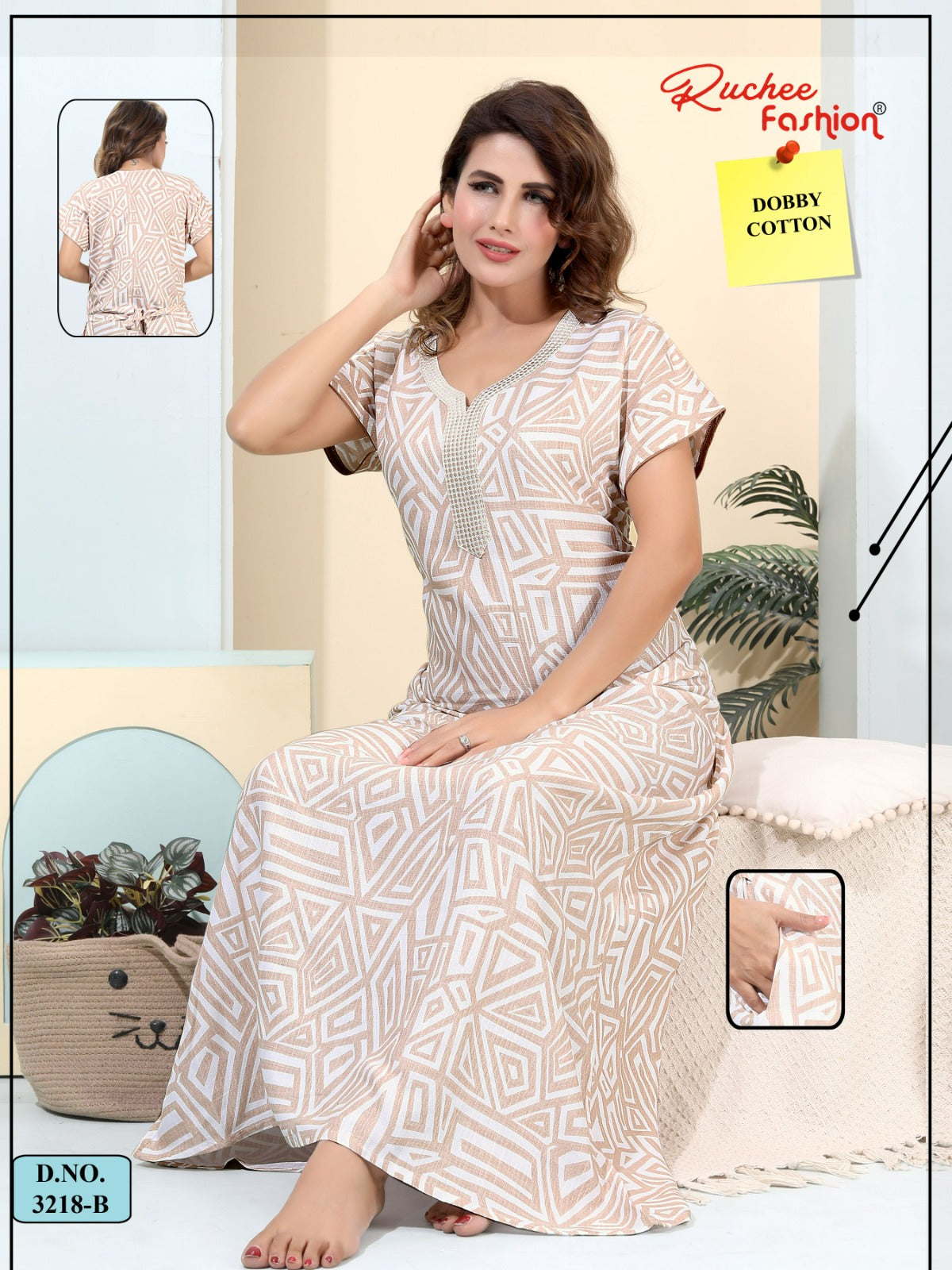Design 3218-3221 Ruchee Fashion Cotton Night Gowns Supplier