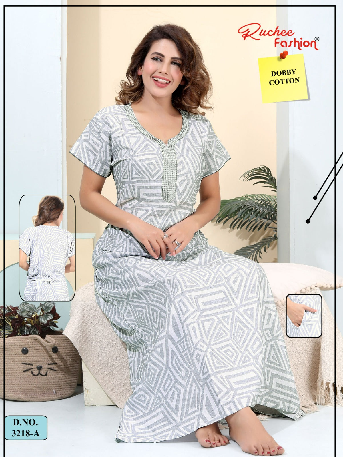 Design 3218-3221 Ruchee Fashion Cotton Night Gowns Supplier