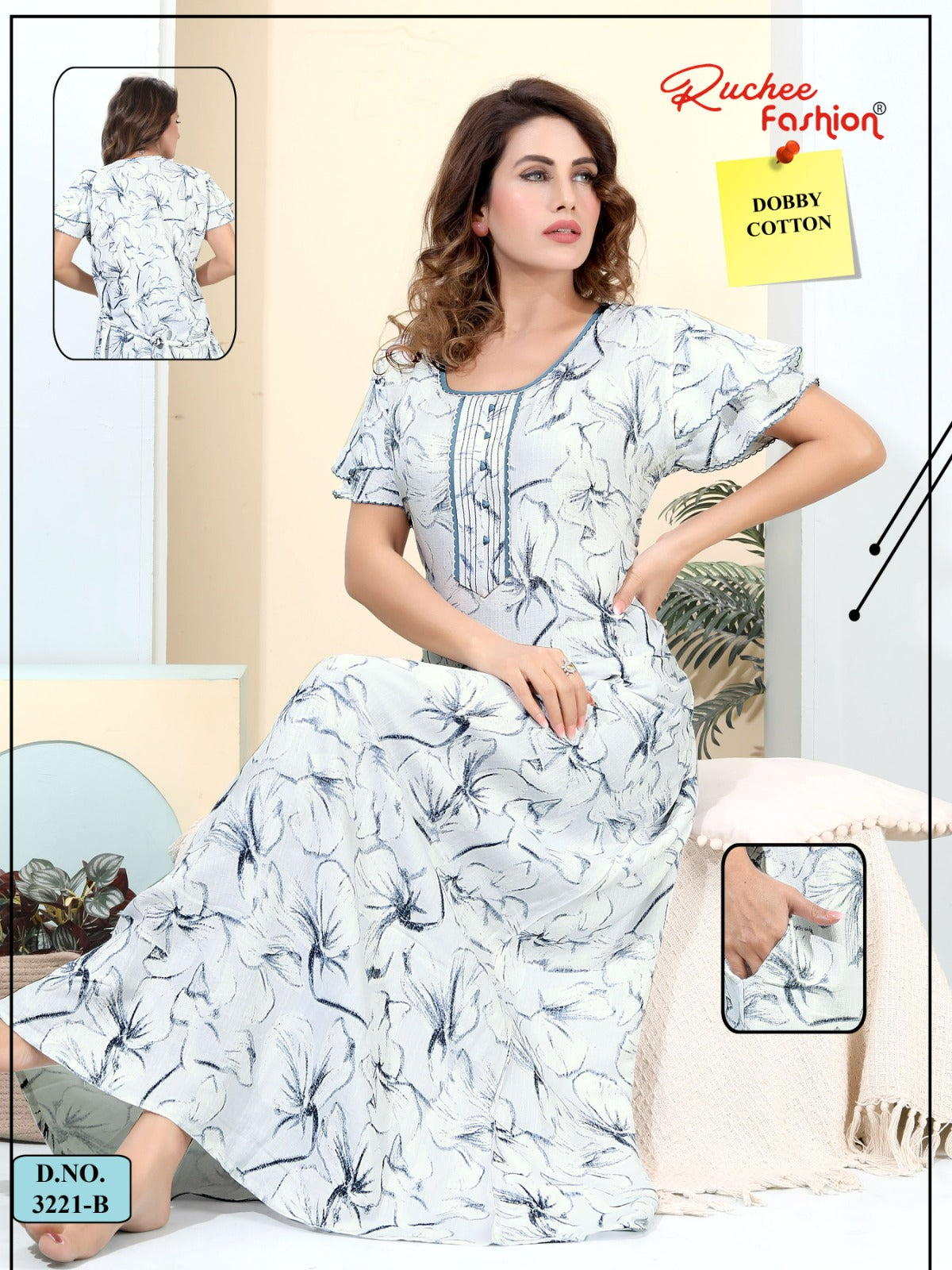Design 3218-3221 Ruchee Fashion Cotton Night Gowns Supplier