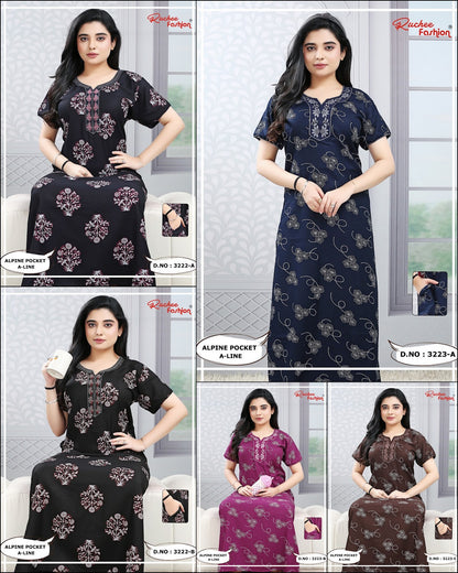 Design 3222-3246 Ruchee Fashion Alpine Night Gowns Wholesaler India