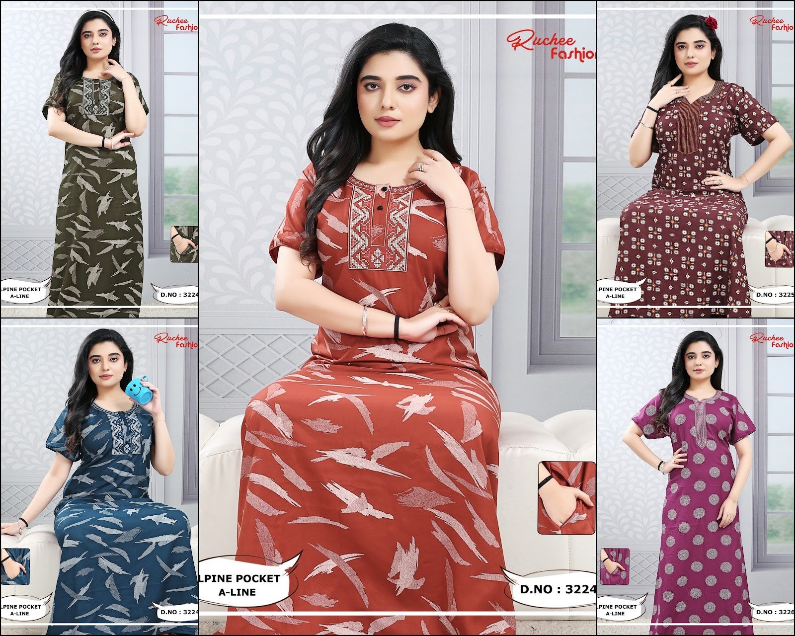 Design 3222-3246 Ruchee Fashion Alpine Night Gowns Wholesaler India