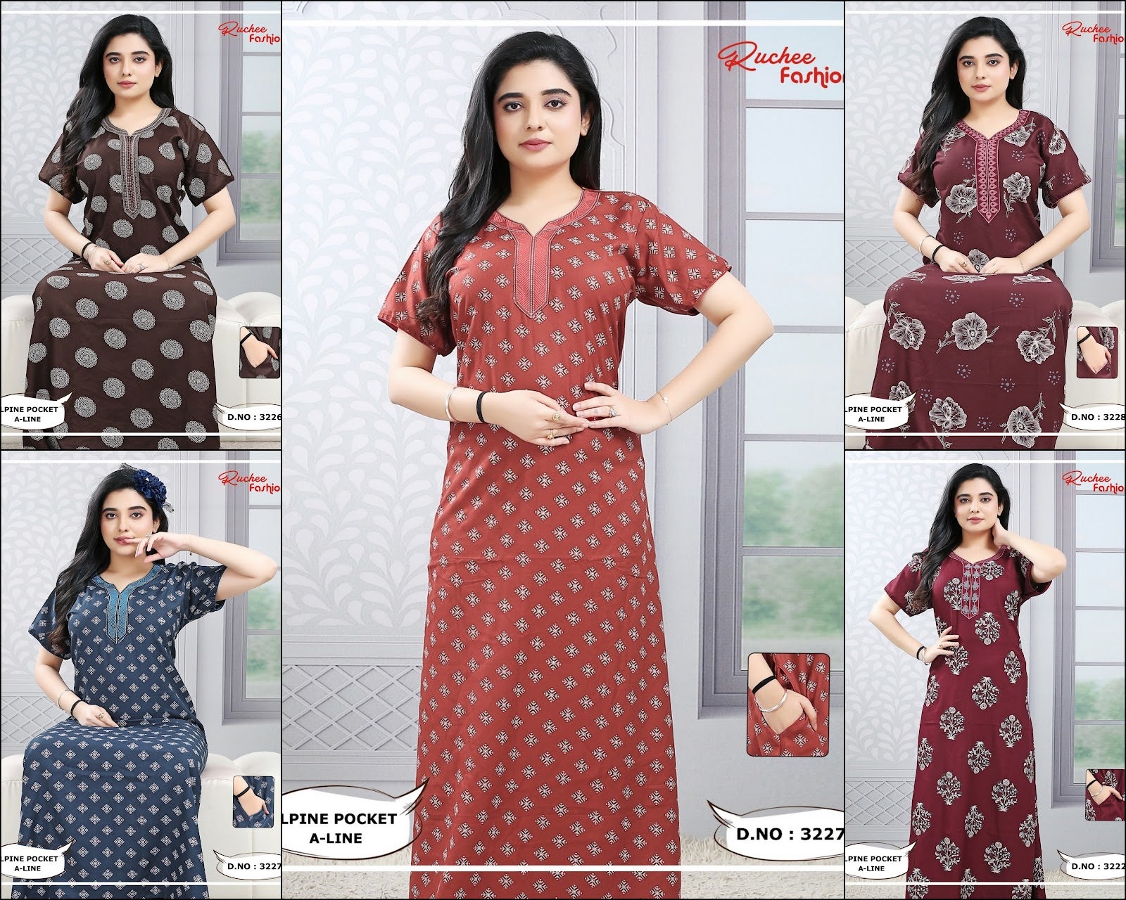 Design 3222-3246 Ruchee Fashion Alpine Night Gowns Wholesaler India