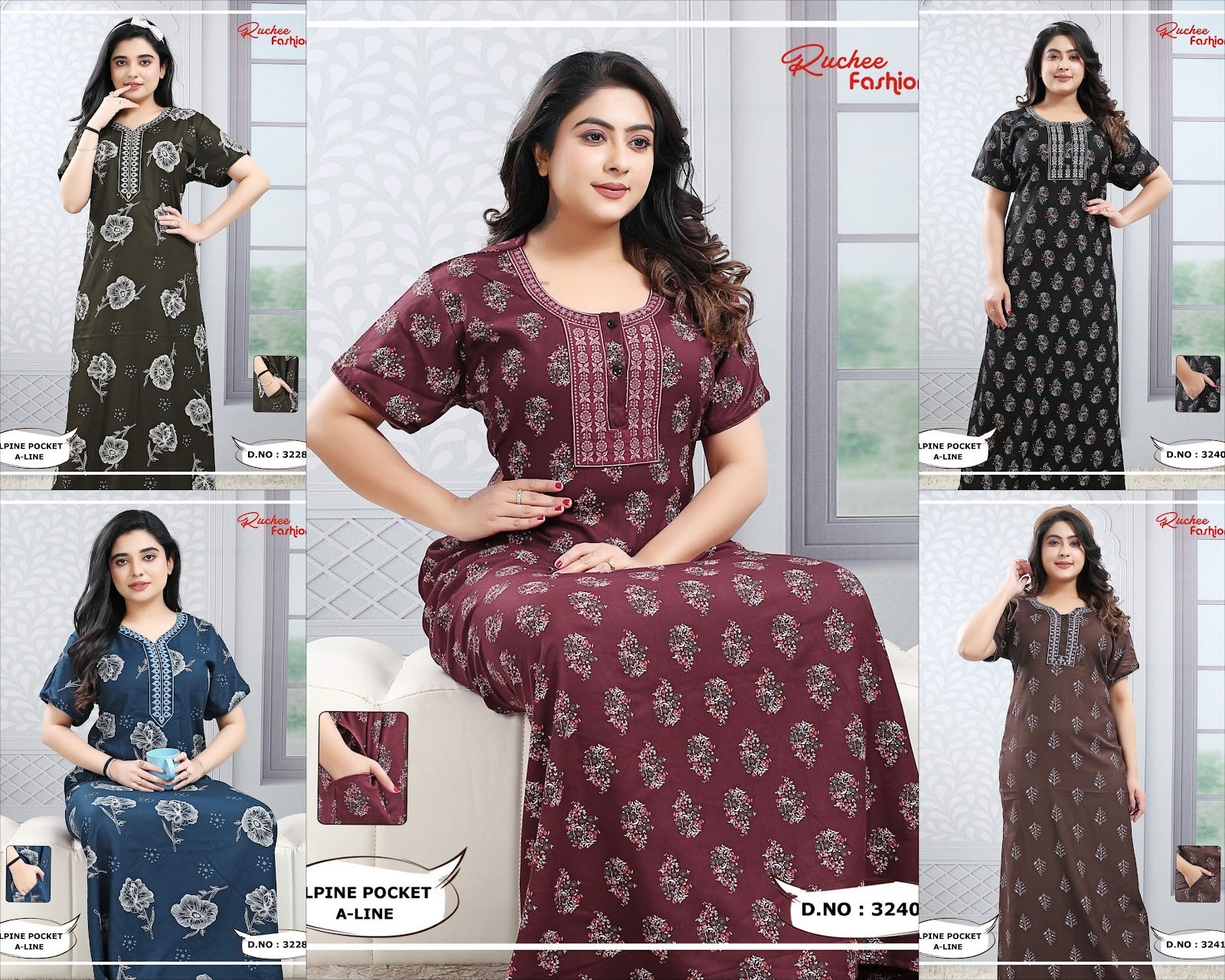 Design 3222-3246 Ruchee Fashion Alpine Night Gowns Wholesaler India