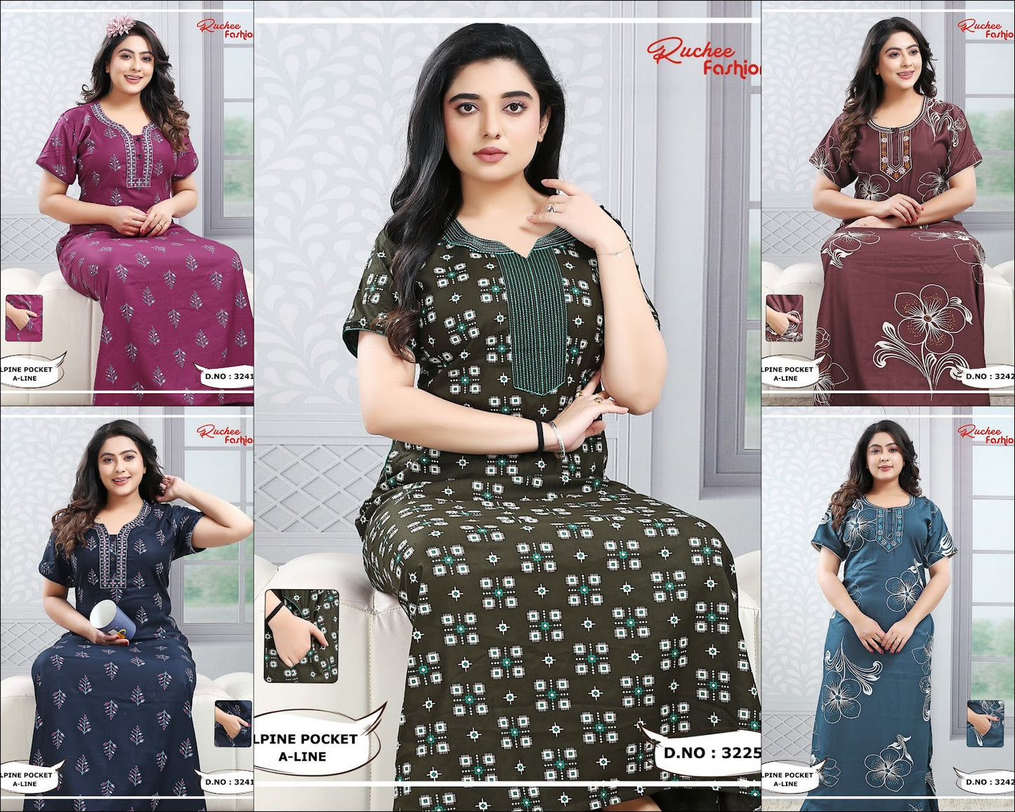 Design 3222-3246 Ruchee Fashion Alpine Night Gowns Wholesaler India