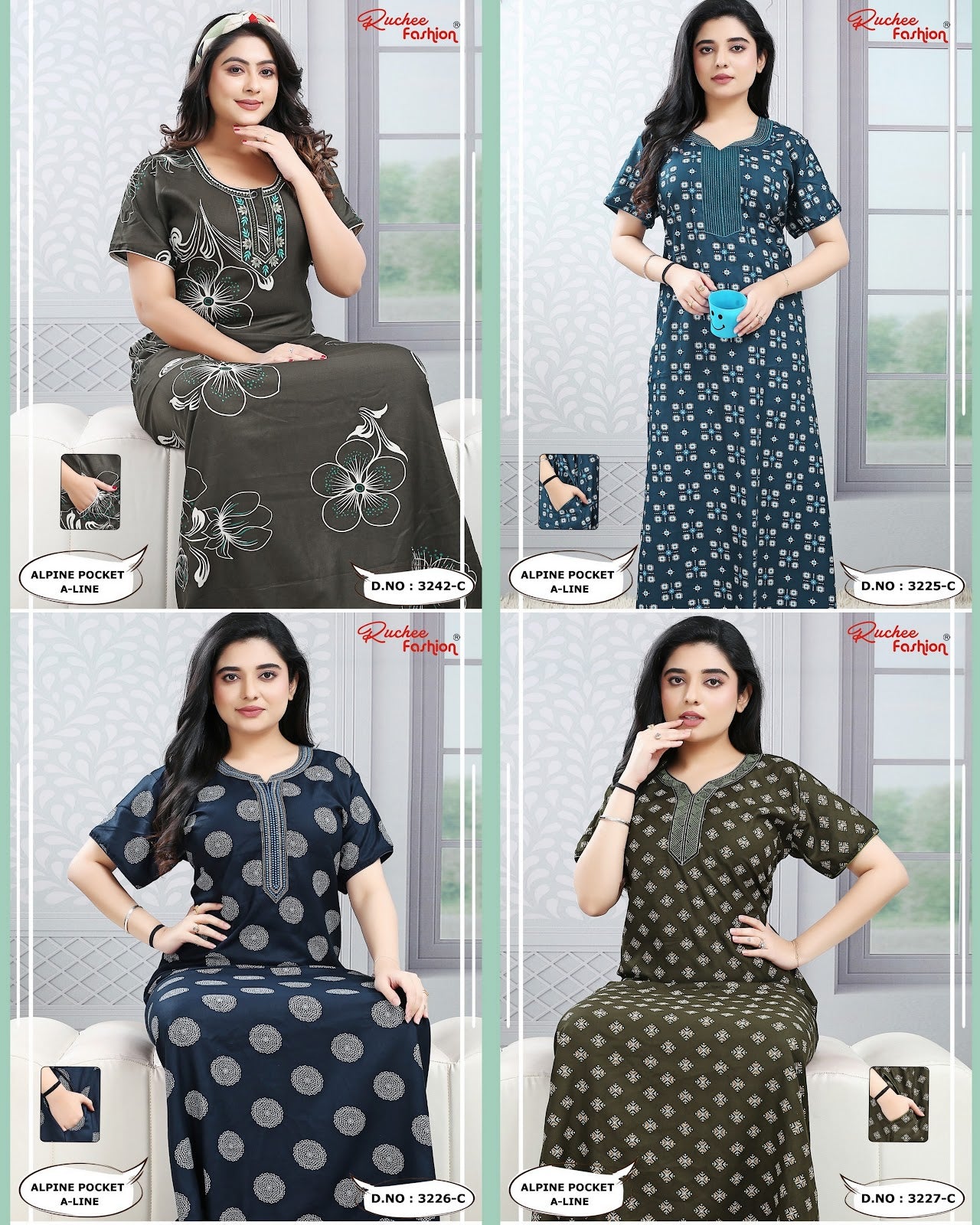 Design 3222-3246 Ruchee Fashion Alpine Night Gowns Wholesaler India