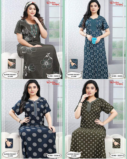 Design 3222-3246 Ruchee Fashion Alpine Night Gowns Wholesaler India