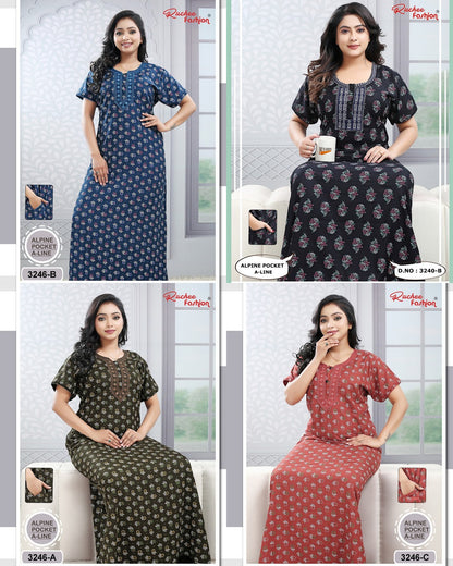 Design 3222-3246 Ruchee Fashion Alpine Night Gowns Wholesaler India