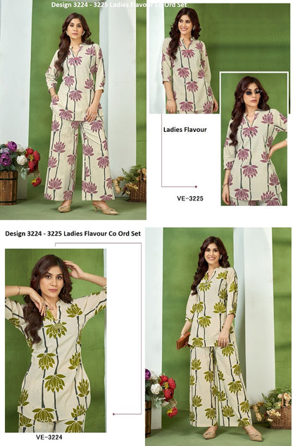 Design 3224 - 3225 Ladies Flavour Cotton Co Ord Set Supplier Ahmedabad