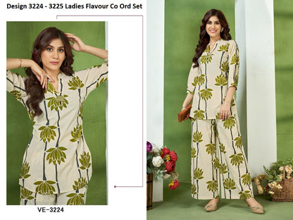 Design 3224 - 3225 Ladies Flavour Cotton Co Ord Set Supplier Ahmedabad
