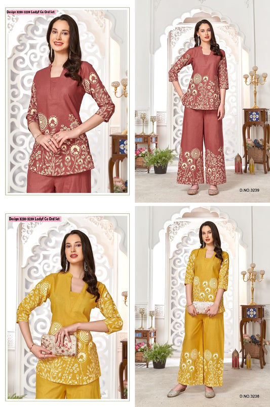Design 3238-3239 Ladyf Cotton Co Ord Set Wholesale Price