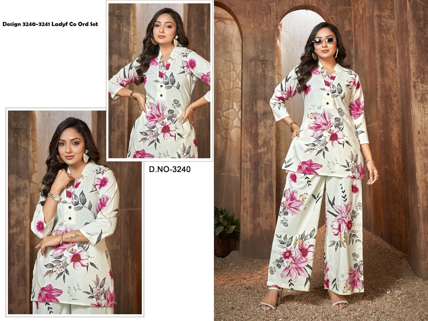 Design 3240-3241 Ladyf Cotton Co Ord Set Manufacturer India