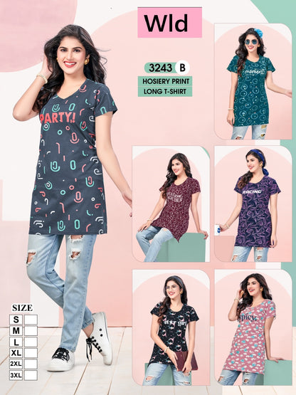 Design 3243-3334 Wld Cotton Women Long Tshirt Manufacturer Ahmedabad