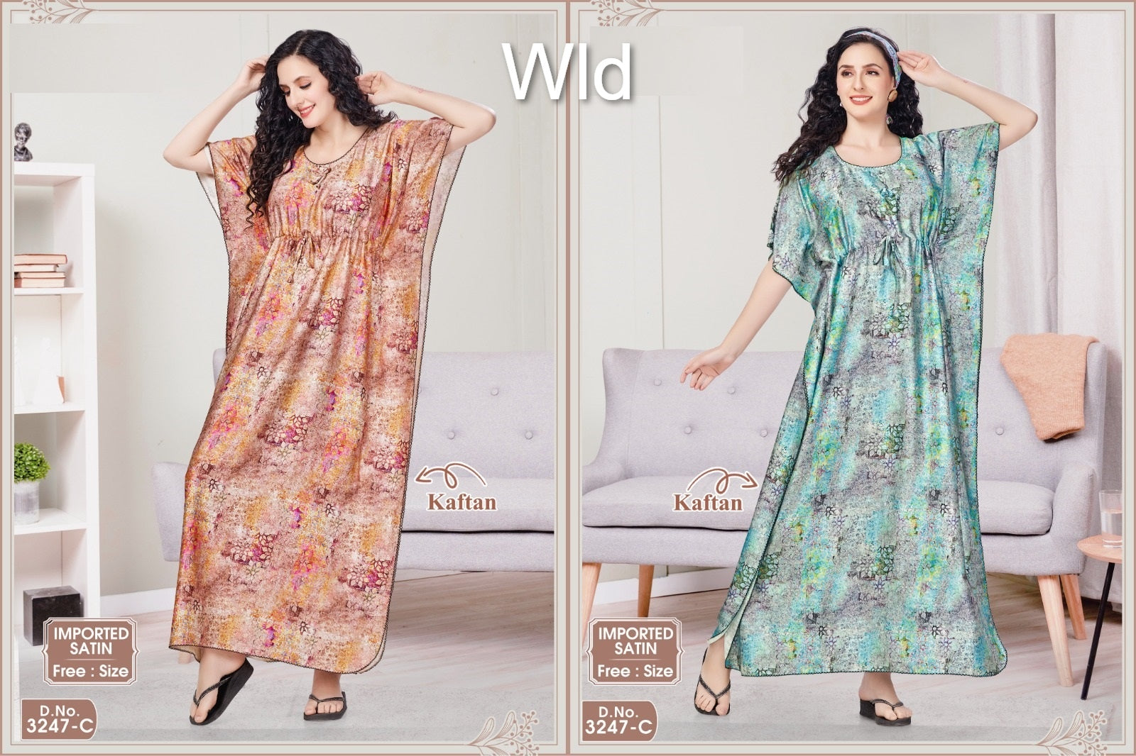 Design 3247 Wld Imported Kaftan Nighty Wholesale Rate