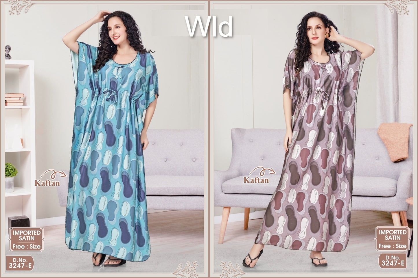 Design 3247 Wld Imported Kaftan Nighty Wholesale Rate