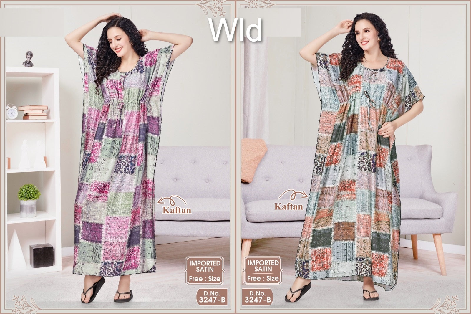 Design 3247 Wld Imported Kaftan Nighty Wholesale Rate
