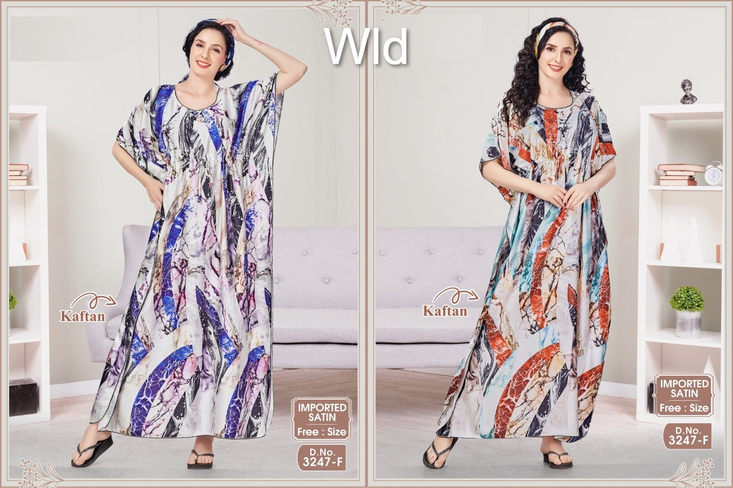 Design 3247 Wld Imported Kaftan Nighty Wholesale Rate