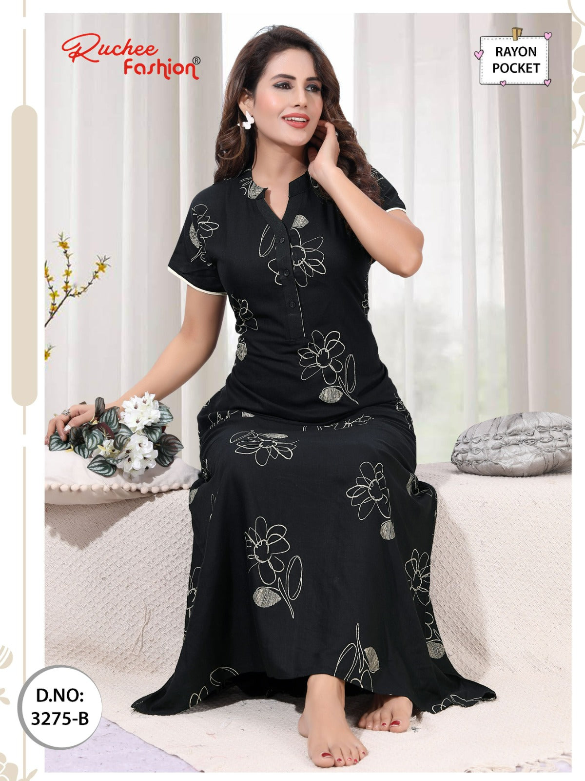 Design 3271-3276 Ruchee Fashion Rayon Night Gowns Supplier Gujarat
