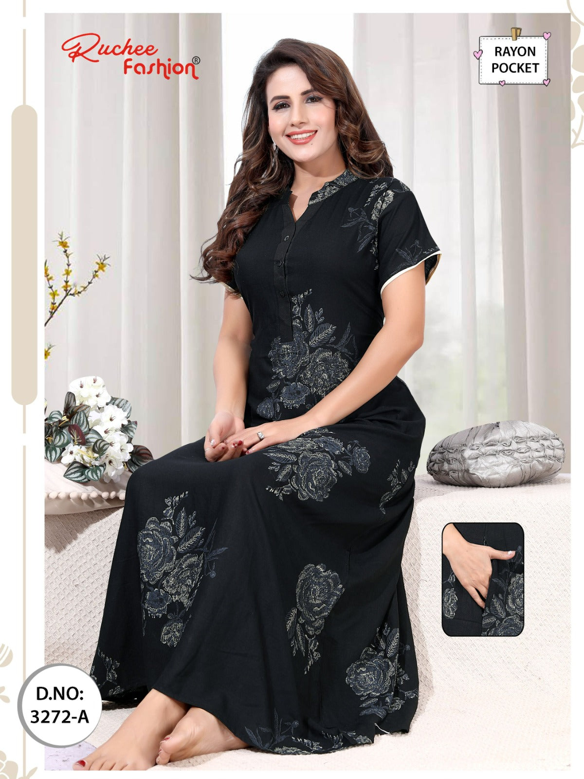 Design 3271-3276 Ruchee Fashion Rayon Night Gowns Supplier Gujarat